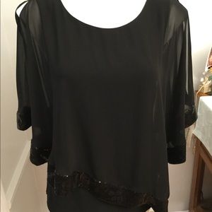 NWT SHEER COLD SHOULDER BLACK EVENING TOP